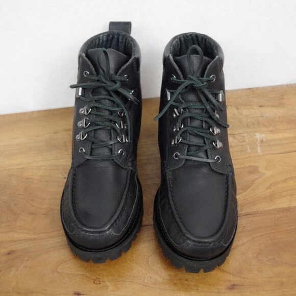 Men\'s Black Leather Lace Up Moccasin Style Ankle Boots Size 9.5 main image 5